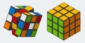 Vector Rubik`s cubes 3x3 toy puzzle Royalty Free Stock Photo