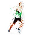 Vector runner, abstract geometric running man illustration. Side view. Low poly Royalty Free Stock Photo