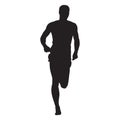 Vector runner, front view, isolated silhouette Royalty Free Stock Photo