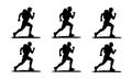 Vector Running Hiker Silhouettes Backpackers in Motion for Outdoor Adventure Royalty Free Stock Photo