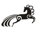 Vector - Running horse black icon silhouette illustration Royalty Free Stock Photo