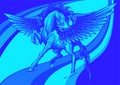 Vector illustration colored running horse Pegasus design