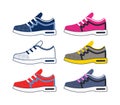 Vector running shoe set, sport footwear icons