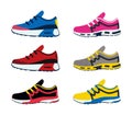 vector running shoe set, sport footwear