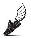 vector running shoe with wings, sport footwear