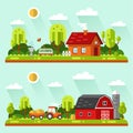 Vector rural landscapes Royalty Free Stock Photo