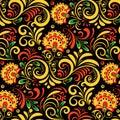 Vector Russian Ethnic ornament .Khokhloma seamless pattern in national style Royalty Free Stock Photo