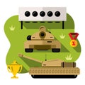 Vector Russian tank biathlon Concept. Military Sport. Flat style colorful Cartoon illustration.