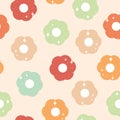 Vector 60s inspired Sparkling Daisies with Retro Texture on Soft Beige seamless pattern background design. Perfect for