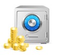 Vector safe with gold coins. Royalty Free Stock Photo