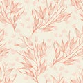 Vector saffron and peach flowers brunch seamless pattern background