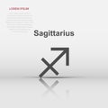 Vector sagittarius zodiac icon in flat style. Astrology sign illustration pictogram. Sagittarius horoscope business concept Royalty Free Stock Photo