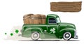 Vector Saint Patrick`s retro cartoon beer pick-up