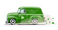 Vector Saint Patrick`s retro cartoon van