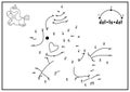 Vector Saint Valentine dot-to-dot and color activity with cute kawaii unicorn with heart. Love holiday connect the dots game with