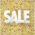 Vector sale caption on golden triangular background