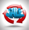 Vector SALE with circle three arrows 3D style. Royalty Free Stock Photo