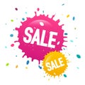 Vector Sale Labels Pink and Yellow Splashes Design