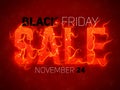 Vector Sale text with red fire flames background. Royalty Free Stock Photo