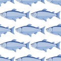 Vector salmon seamless pattern - cartoon fish, seafood