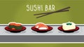 Vector salmon, tofu and flying fish sushi set, japanese food.