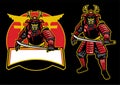 Samurai warrior mascot set Royalty Free Stock Photo
