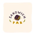 Vector sandwich pub logo design isolated on white background.