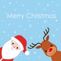 Vector santa cartoon with funny santa claus and red nosed reindeer. christmas Royalty Free Stock Photo