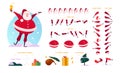 Vector Santa Claus character creator - different poses, gestures, emotions, holiday elements