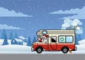 Santa claus driving rv truck for holiday