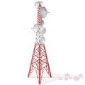 Vector satellite tower in isometric perspective isolated on white background. Royalty Free Stock Photo