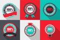 Vector 100% Satisfaction Quality Label Set in Flat Modern Design Royalty Free Stock Photo