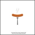 Vector sausage and fork icon. Barbecue symbol on white isolated background. Layers grouped for easy editing illustration. For your Royalty Free Stock Photo