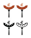 Vector sausage and fork icons