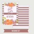 Vector save the date card with hand drawn vintage daisy flower in rustic style and lettering.