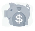 Money piggy bank flat design banking economy save coin finance moneybox piggybank business investment pig box Royalty Free Stock Photo