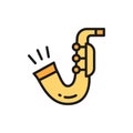 Vector saxophone, trumpet flat color line icon.