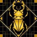 Vector scarab beetle on a retro background