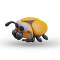 Vector scarab in cartoon style. Large beetle with yellow wings