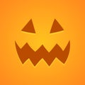 Vector scary face icon. Halloween decoration smiling mask. Pumpkin funny smile. Ghost orange face on orange background Royalty Free Stock Photo