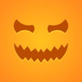 Vector scary face icon. Halloween decoration smiling mask. Pumpkin funny smile. Ghost orange face on orange background Royalty Free Stock Photo