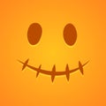 Vector scary face icon. Halloween decoration smiling mask. Pumpkin funny smile. Ghost orange face on orange background Royalty Free Stock Photo