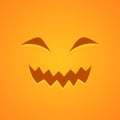 Vector scary face icon. Halloween decoration smiling mask. Pumpkin funny smile. Ghost orange face on orange background Royalty Free Stock Photo