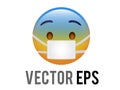 Vector scary, spooky, terrible yellow face icon with mask