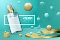 Vector scene with border and lotion spray bottle