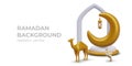Vector scene for Ramadan greetings. Concept in realistic style on white background Royalty Free Stock Photo