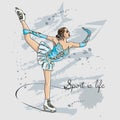 Vector scetch figure skater color