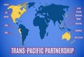 Vector schematic map of the Trans-Pacific Partnership TPP. Royalty Free Stock Photo