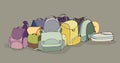 Vector school bags stacked together
