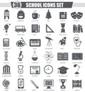 Vector School black icon set. Dark grey classic icon design for web.